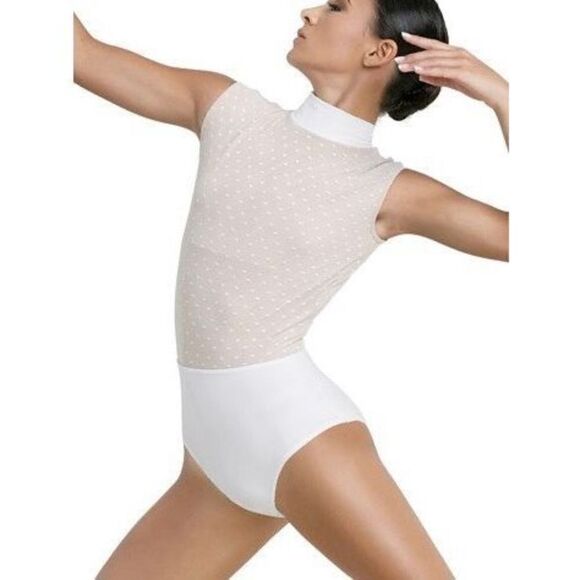 Balera Dance Performance White Point D'Esprit Bodice Leotard MT10549 Adult Mediu - Picture 2 of 10